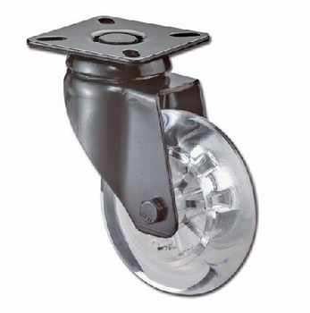 Zwenkwiel 50kg - kunststof transparent/zwart