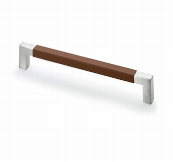 Greep Getafe - edelstaal geborsteld/ bruin leer - L 234 mm
