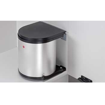 Inbouwafvalemmer - zilver/zwart - 13l - 340x285x470mm