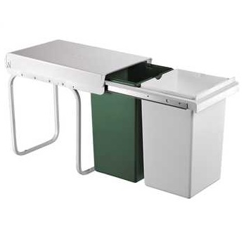 Inbouwafvalemmer - groen/wit - 2x15l - 259x450x393,5mm