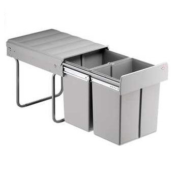 Inbouwafvalemmer - grijs - 2x20l - 338x485x385mm