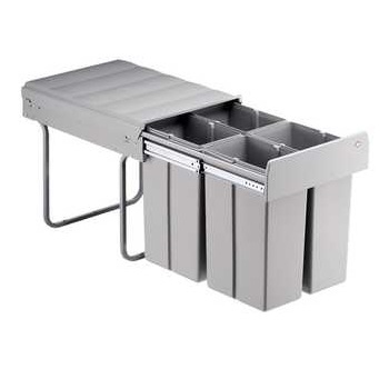 Inbouwafvalemmer - grijs - 4x 10l - 338x485x385mm