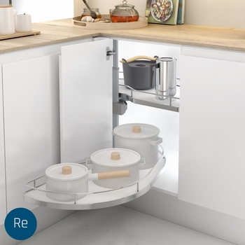 Zwenkplateau dolphin - 400mm - rechts - melamine/chroom