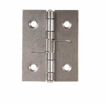 RVS scharnier met vaste pen - met veer - 50x39x1mm