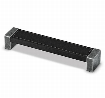 Greep Arago - Leer zwartgrijs/tinkleurig antiek - L 208 mm