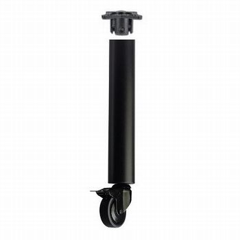 Tafelpoot zwart Ø 60mm met zwenkwiel en rem - 75cm - ZM110