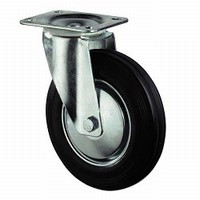 Zwenkwiel 70kg - loopvlak rubber zwart