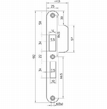 RVS sluitplaat voor slot 4119/27 - DR 1/3