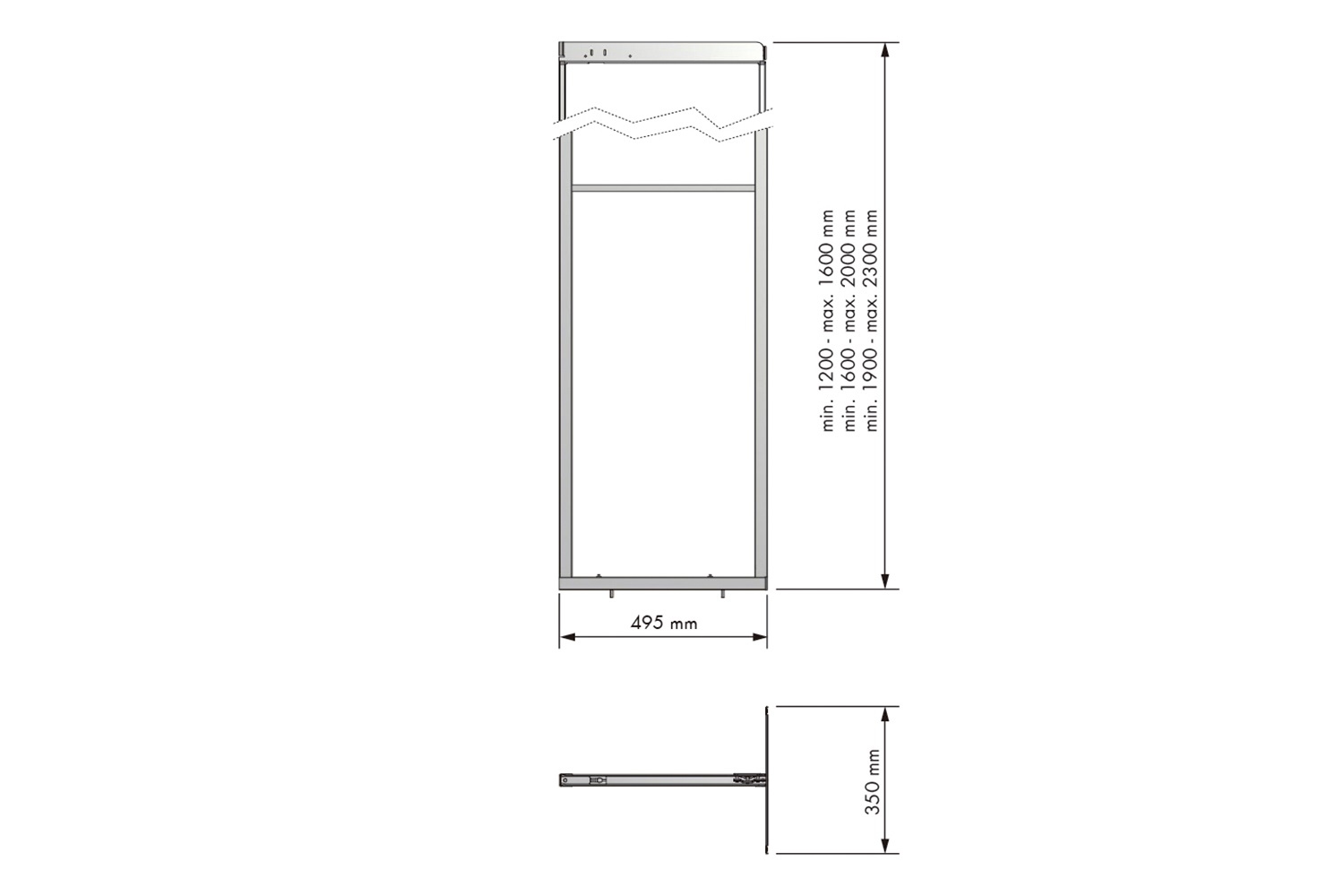 Apothekerskast - h: 160-190cm b: 40cm - zonder manden