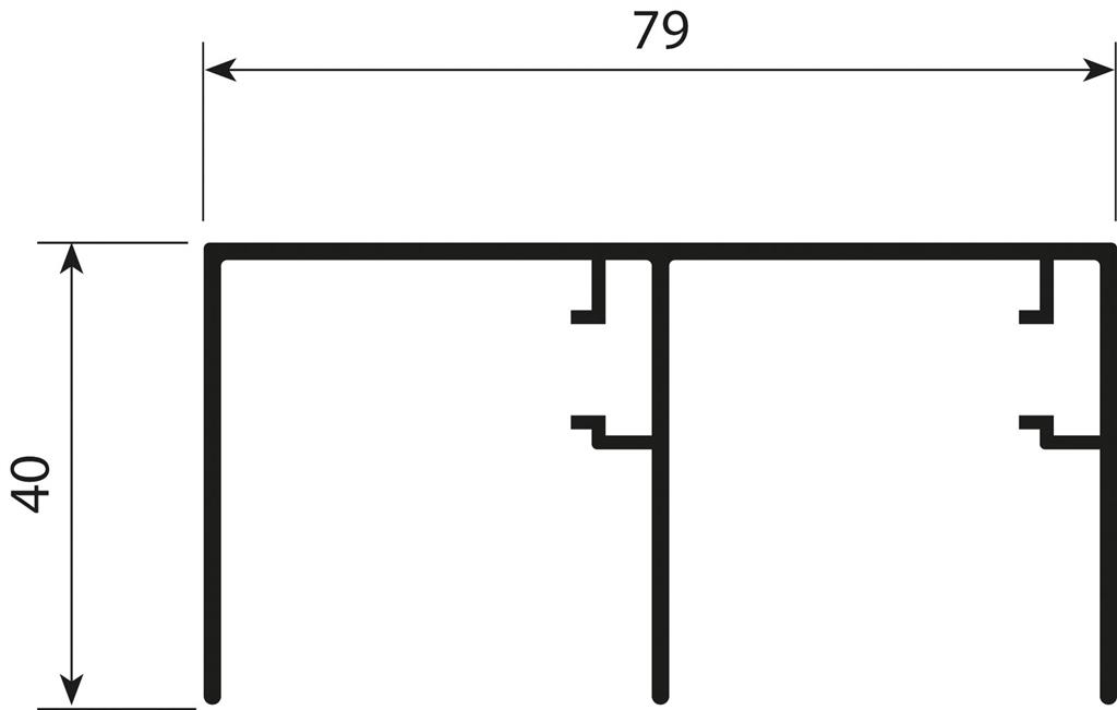 Bovenrail zwart glans - 420cm - J6