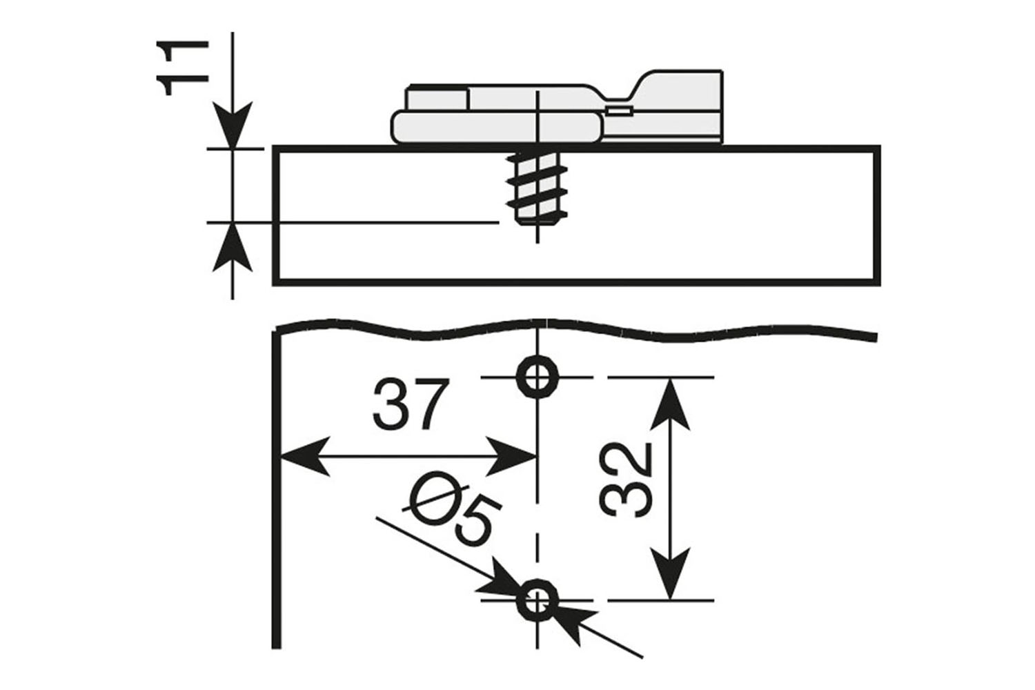 Mesuco kruismontageplaatje - hoogte 2 - euroschroef