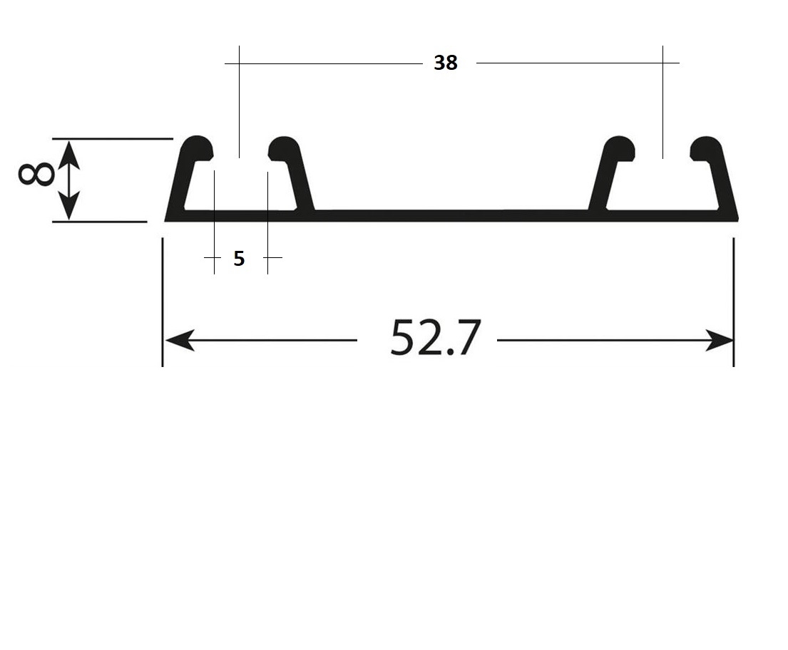 Onderrail aluminium mat zilver - 510cm - J6