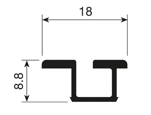 Rail voor boven en onder aluminium zilver - 200cm